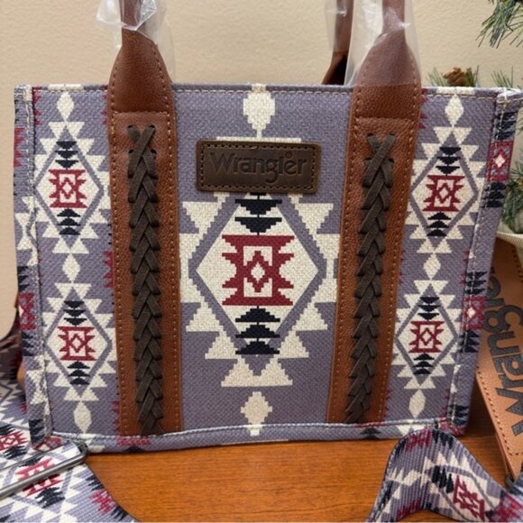 Wrangler Mini Tote Lavender Southwestern Aztec Guitar strap Crossbody Purse - Picture 7 of 9